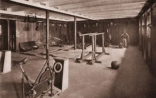 A Professional Trainer Is in Charge of the Gymnasium on the Aquitania.
