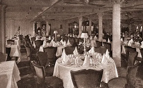 The Dining-Room on the Carmania Is a Dignified Salon with Cream-Tinted Walls and a Warm Red Carpet.