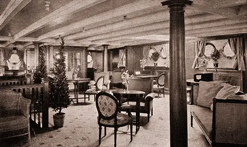 The Lounge on the RMS Saxonia Is Flooded with Light on All Sides.