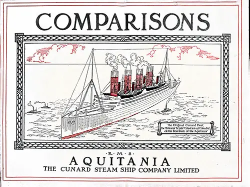 Front Cover, Comparisons - RMS Aquitania of the Cunard Steam Ship Company, Limited.