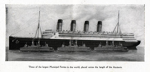 Three of the Largest Municipal Ferries in the World, Placed Across the Length of the Aquitania.