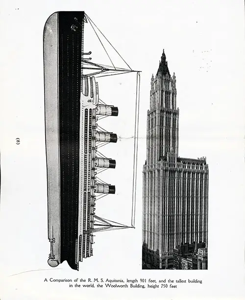 A Comparison of the RMS Aquitania, Length 901 Feet, and the Tallest Building the World
