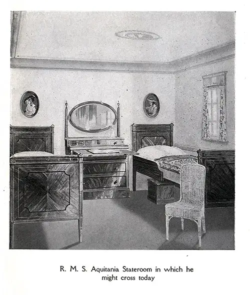 A Comparable Stateroom on the RMS Aquitania in Which Mr. Dickens Might Cross Today.