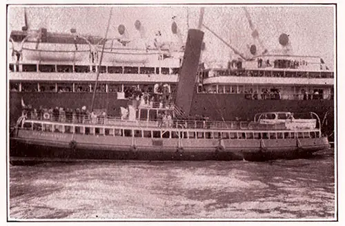 Passenger Tender Alongside Steamship of the Cunard Line at Fishguard