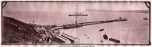 The Cunard RMS Mauretania approaching Fishguard Harbour.