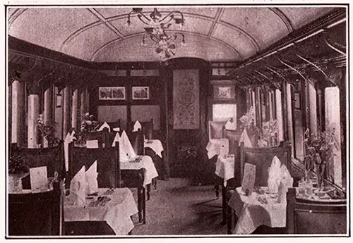Interior View of Restaurant Car in Train to London from Fishguard