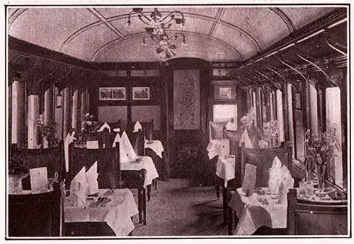 Interior View of Restaurant Car.