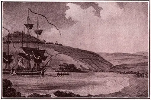 Landing of Troups from the French Firgates in Fishguard Bay.