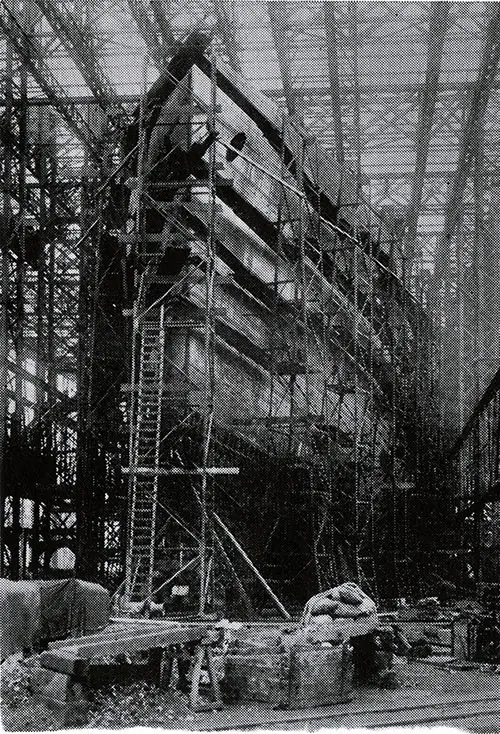 RMS Franconia on the Stocks