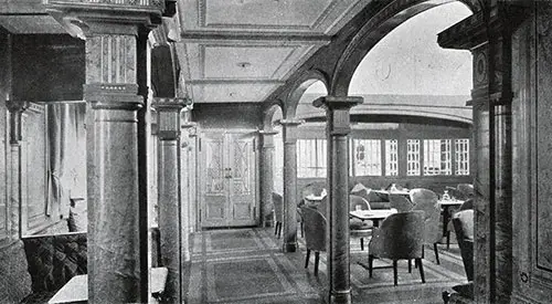 Smoking Room in First Class Showing Eliptical Bay Window
