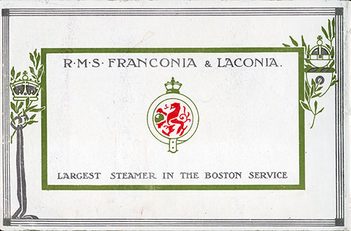 Back Cover RMS Franconia and RMS Laconia of the Cunard Line.