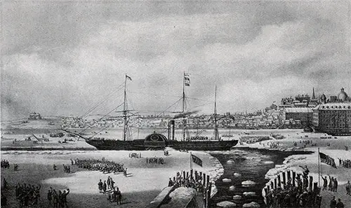 The Cunard Steamer SS Britania in Boston Harbor 3 February 1844.
