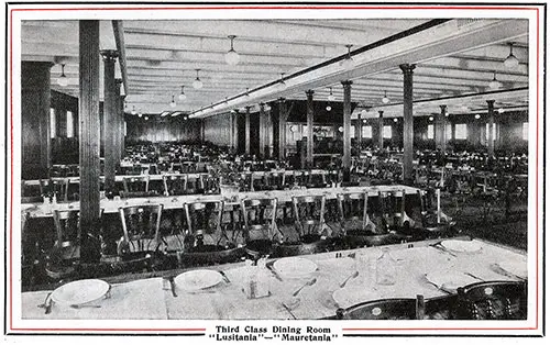 Third Class Dining Room on the Lusitania and Mauretania