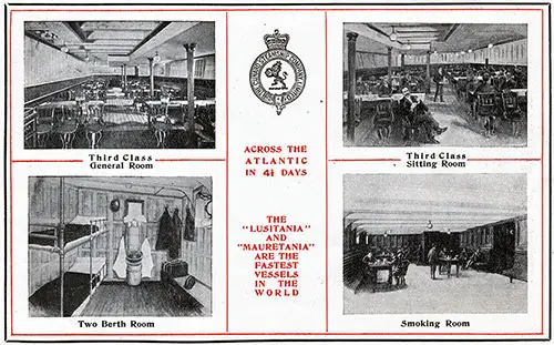 Third Class Accommodations on The Lusitania and Mauretania 