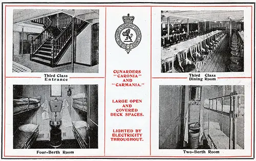 Third Class Accommodations on the Cunard Caronia and Carmania.