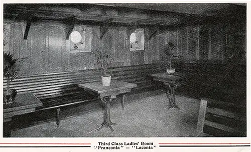 Third Class Ladies' Room on the Franconia and Laconia