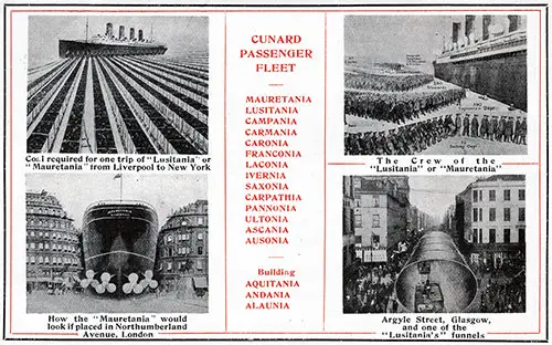 Cunard Passenger Fleet with Comparisons Showing Relative Size of Ships