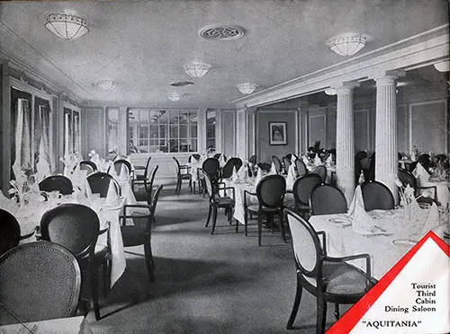 Tourist Third Cabin Dining Room on the Aquitania