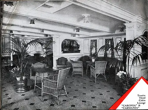 Tourist Third Cabin Lounge on the Caronia and Carmania