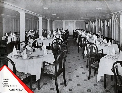 Tourist Third Cabin Dining Saloon on the Andania
