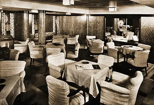 Tourist Class Lounge on the RMS Queen Mary.