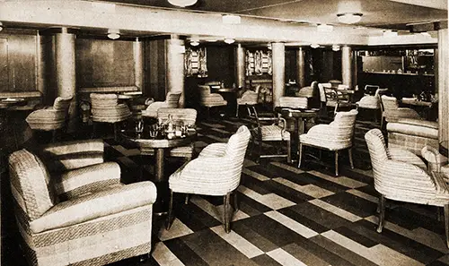 Tourist Class Smoking Room on the RMS Queen Mary.