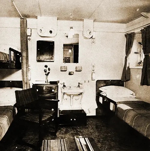 Tourist Class Three-Berth Stateroom on the RMS Queen Mary.