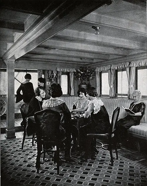 Women Relaxing in the Ladies' Lounge with an Afternoon on the Veranda at Mah Jongg or Bridge.