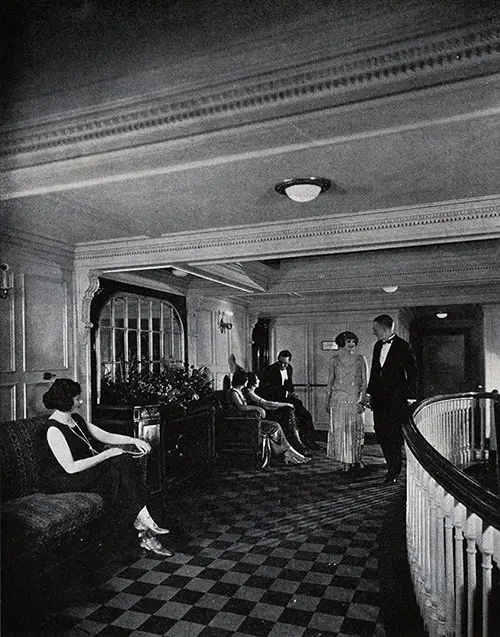 Socializing with Fellow Passengers in the Social Hall.