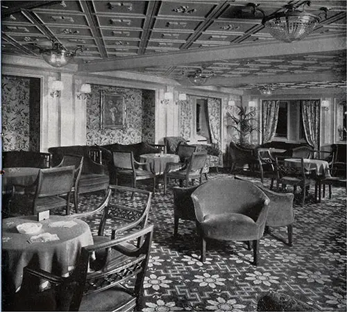 Tourist Class Social Hall on the SS Columbus.