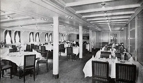 Tourist Class Dining Room on the SS Deutschland.