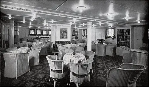 Tourist Class Social Hall on the SS Hansa.