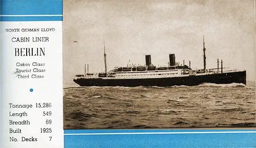 NORTH GERMAN LLOYD CABIN LINER BERLIN.