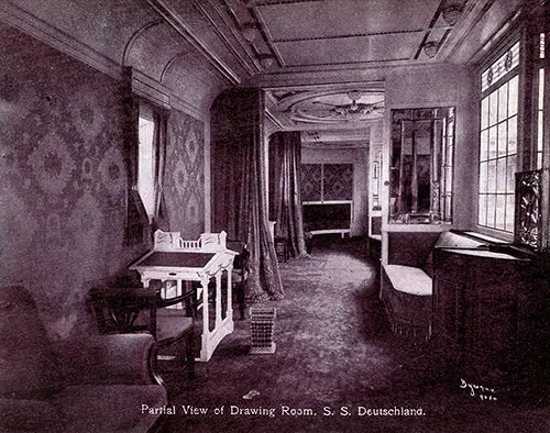 Partial View of Drawing Room on the SS Deutschland.