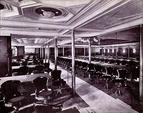 Main Saloon of the SS Deutschland.