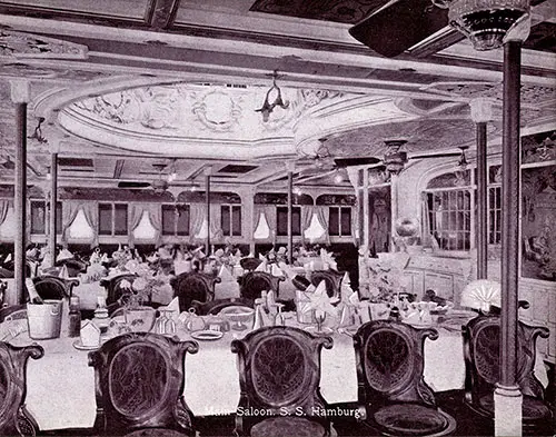 Main Dining Saloon - S. S. Hamburg.