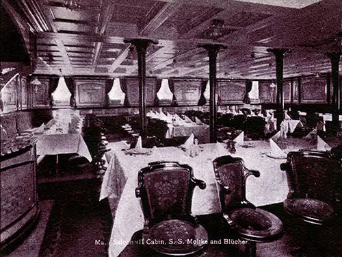 Main Saloon - Second Cabin of the SS Moltke and Blücher