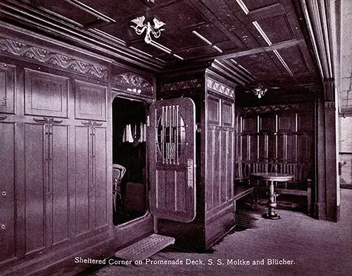 Sheltered Corner on Promenade Deck - SS Molke and SS Blücher.