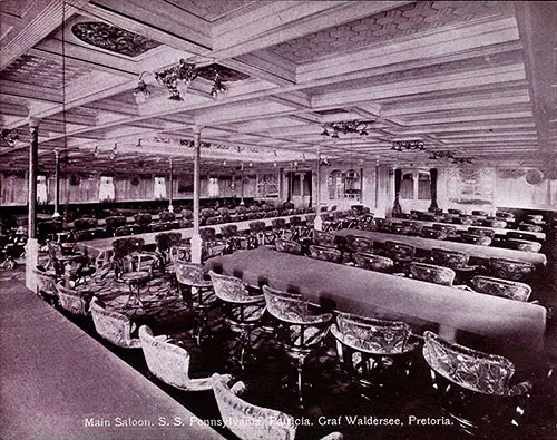 Main Saloon - SS Pennsylvania, Patricia, Graf Waldersee and Pretoria