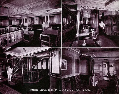 Interior Views of Various Public Rooms on the SS Prinz Oskar and SS Prinz Adalbert.