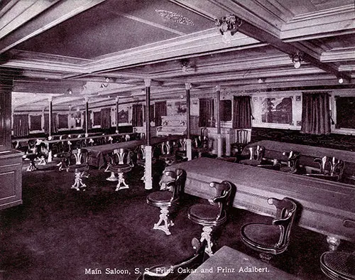 Main Saloon on the SS Prinz Oskar and SS Prinz Adalbert.