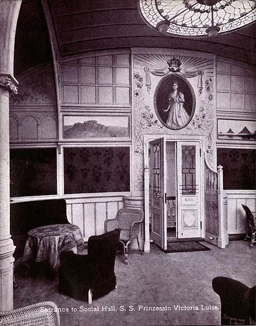 Entrance to the Social Hall on the SS Prinzessin Victoria Luise.