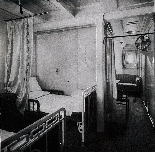 L-Shaped First Class Stateroom - A Favorite Type of Transatlantic Travelers. 