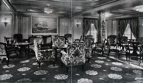 First Class Lounge on the SS Deutschland.