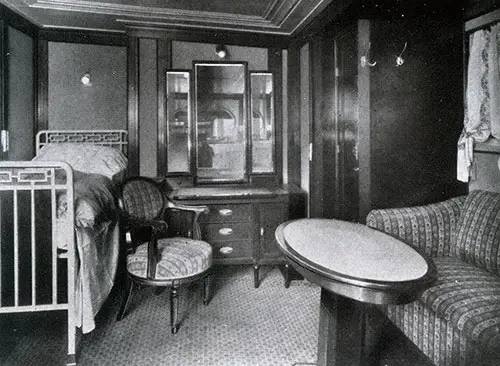 View of a First Class Stateroom on the SS Deutschland.