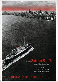 Titelblatt, Hamburg America Line 1938 Broschüre "In der dritten Klasse nach Nordamerika."