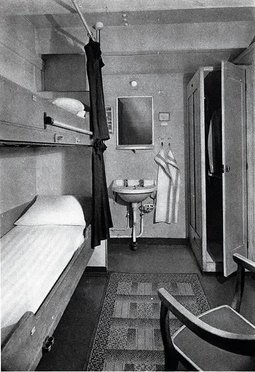 The Third Class Cabins Are Comfortably Furnished. Running Water and Good Lighting at Nights Are Among the Many Conveniences Provided.