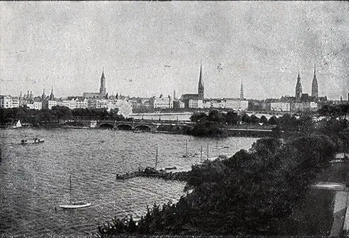 Hamburg, Innere Stadt mit Alsterbecken.