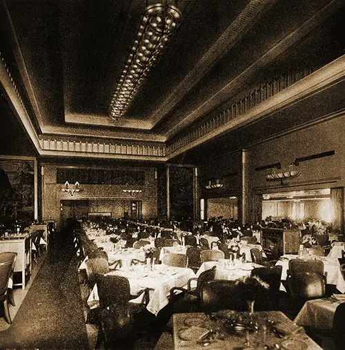 SS Bremen First Class Dining Room.