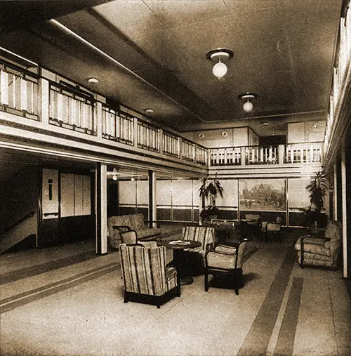 First Class Lobby on the SS Bremen.